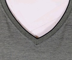 Murano by Raffi Shirt Mercerized Cotton Short Sleeve Striped Gray Mens XL V-Neck