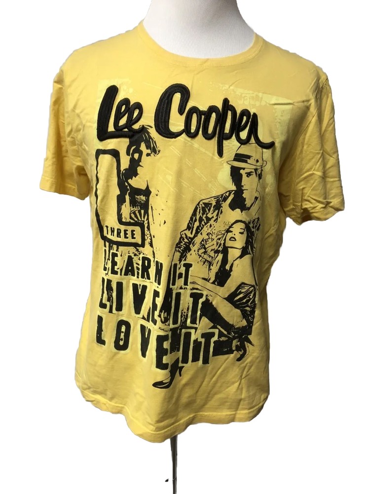 Lee Cooper Jeans Company Mens Large Spellout Logo T Shirt Street Wear Hip Hop