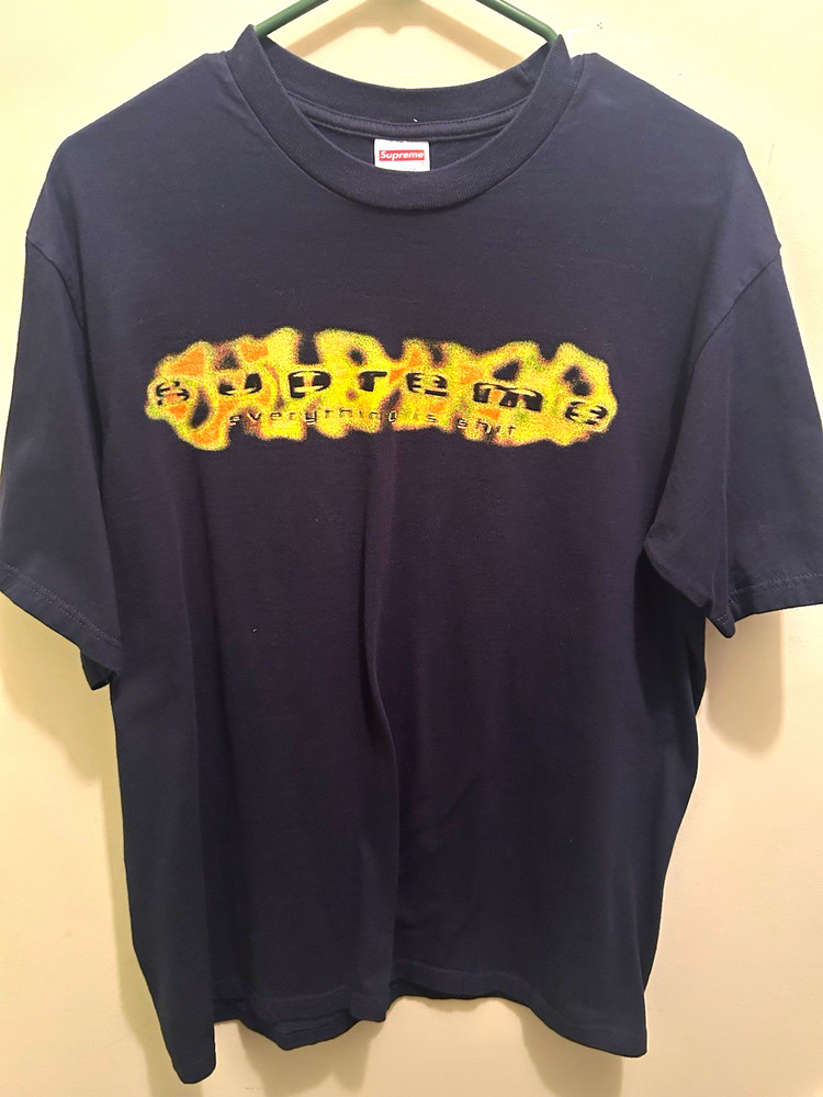 Supreme Black Graphic Logo Preshrunk Cotton Jersey Crew Neck T-Shirt Men’s M