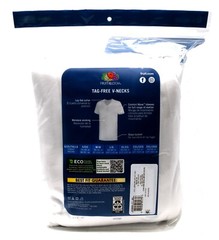 6 White 2XL 50-52 Inch V-Neck T-Shirts Fruit Of The Loom Tagless 2EG 127-132 CM