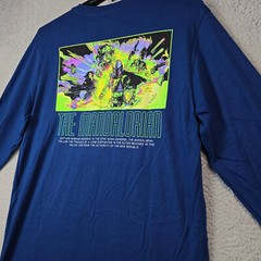 STAR WARS NEFF Mens Mandalorian Shirt Extra Large XL Blue Comic Long Sleeve NWT