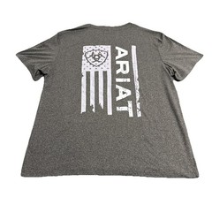 Ariat Shirt Men’s 2XL American Flag Tee Gray Casual Performance Stretch NWOT