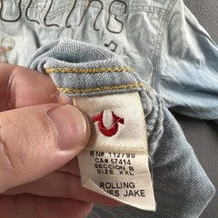 Vintage True Religion Denim Shirt Mens XXL Rolling Bones Jake Western Pearl Snap