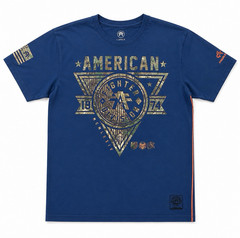 American Fighter Men’s Blue Graphic Print Crew Neck Short Sleeve T-Shirt 2XL