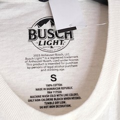 BUSCH LIGHT Beer Shirt Mens Small White Brew Fishing Bass Casual Hunting NWT
