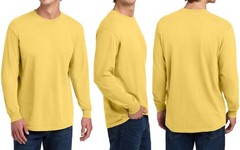 Mens Heavyweight 100% Soft Ring Spun USA Pre-Shrunk Cotton Long Sleeve Tee S-3XL
