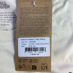 Fjallraven Kanken T-Shirt Boston Chalk White Organic Cotton Unisex Size XS NWT
