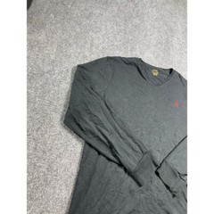 Men’s Black Full Sleeve V-Neck Ribbed Cuff Pull Over Casual T-Shirt Size XL