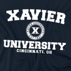 Xavier University Adult T-Shirt Circle Logo, Navy, S-5XL