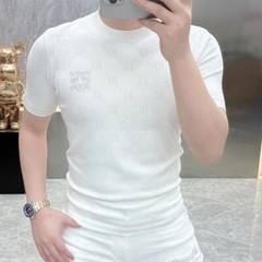 New Men Luxury Diamond Tiger Rhinestones Fashion T-Shirt High Quality 3 Colors