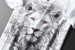 New Fashion Lion Rhinestone Summer Short Sleeve Luxury Men Cotton Trend T-Shirt
