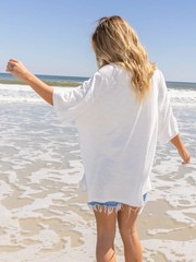Natural Life White Multi Oversized Peace Sign T-shirt One Size Fits Most