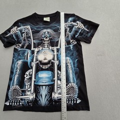 Rock Eagle T Shirt Men’s M Blue Skeleton Biker Glow In The Dark Skull Black