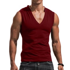 Mens Casual Camisole Sleeveless T-Shirt Solid Color V-Neck Vest Muscle Tank Tops