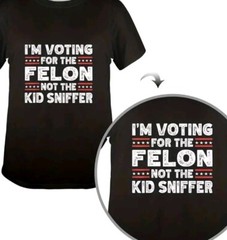 NEW Joe Biden Funny Biden Trump 2024 Felon vs Kid Sniffer Political T-Shirt Sz L