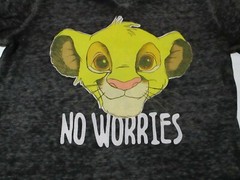Official Disney Lion King Simba No Worries Gray/Black V-Neck T-Shirt Medium M