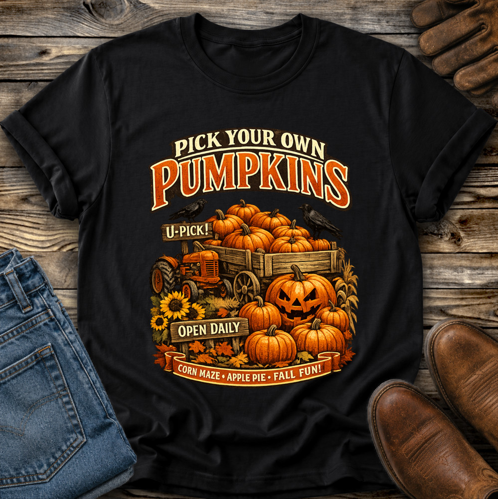 Pick Your Own Pumpkins Tshirt Graphic Tee Unisex Farm Fall Autumn Halloween