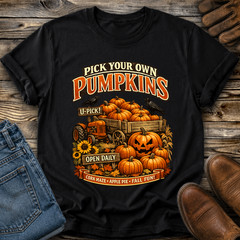Pick Your Own Pumpkins Tshirt Graphic Tee Unisex Farm Fall Autumn Halloween