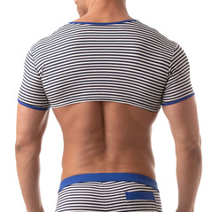 Tom of Finland TOF Paris Sailor Crop Top, blue, size L, NWT