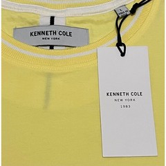 Kenneth Cole New York Mens Mellow Yellow Logo Graphic T-Shirt White Trim NWT L