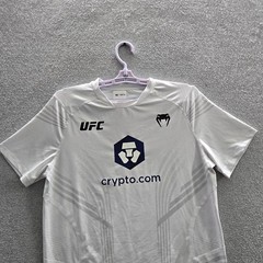 Venum Men Shirt S White Geometric UFC Logo Cryptocom Activewear Short Sleeve