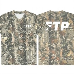 FTP Tree Camo Logo Tee 100% Polyester V-Neck Camo T-Shirt For Unisex