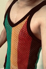 Rasta Short Length Men Vest Tank top Hot Cotton Mesh Reggae Fitting Fishnet