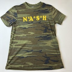 Barbell Voodoo N*A*S*H Shirt Mens Medium Camouflage Camo Graphic Tee Army Green