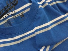 Men’s New T-Shirt Brooklyn Cloth M Blue Stripe Cotton Blend Crew Scoop Hem NWTs