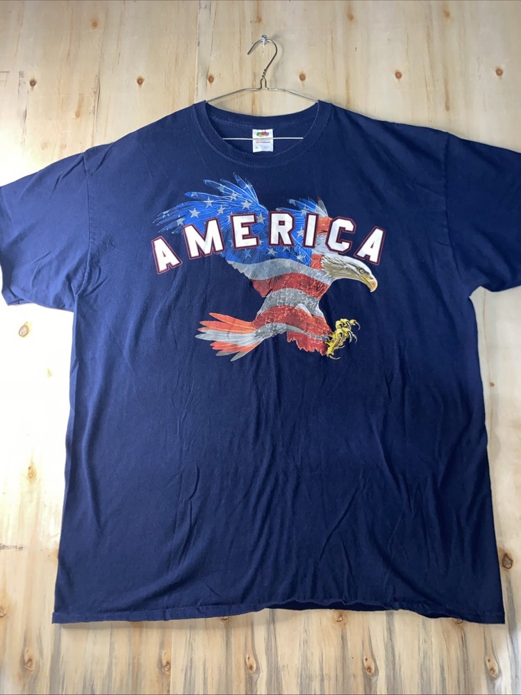 Patriotic T-Shirt Mens Size XL Bald Eagle American Flag Wings Summer 4th of July