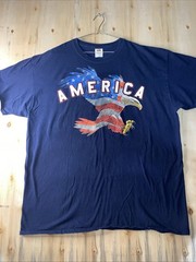 Patriotic T-Shirt Mens Size XL Bald Eagle American Flag Wings Summer 4th of July