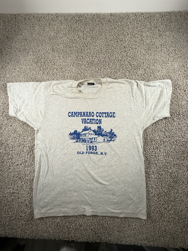 Vintage Shirt Mens Large Gray Old Forge NY Single Stitch 90s Streetwear