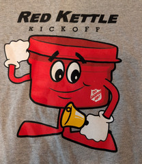 Jerzees Dri-Power Gray Red Kettle Kickoff Salvation Army T-shirt Large (Fits M)