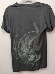 Abstract Spiral Fossil Graphic Shirt Mens Small Black Distressed Tee Tultex