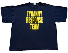 Vintage 2000s Tyranny Response Team T-Shirt Navy Size 2XL Double Sided Y2K