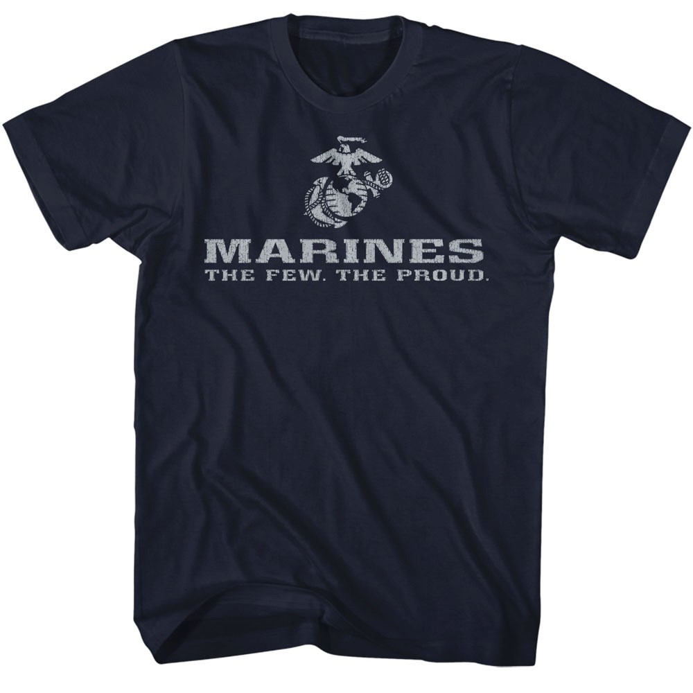 USMC MARINES The Few The Proud Logo Navy Blue T-Shirt US Marine Corps Military