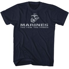USMC MARINES The Few The Proud Logo Navy Blue T-Shirt US Marine Corps Military