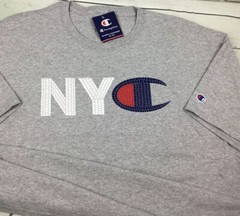 Champion T-Shirt Men 2XL NYC Mosaic Style Logo Graphic Tee Crewneck Gray NWT