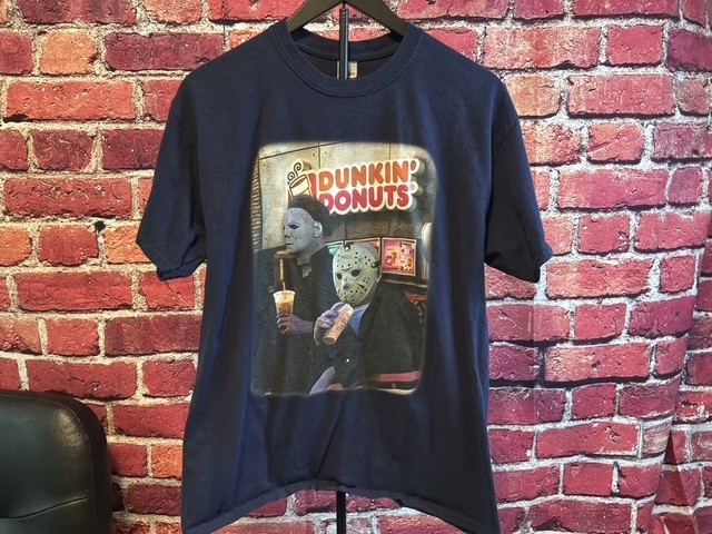 Funny Halloween Jason Voorhees Michael Myers T-Shirt Dunkin Donuts Large