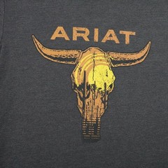 Ariat Shirt Mens Medium Gray Longhorn Skull Western Cowboy Graphic Rodeo Tee