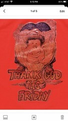 Thank God It’s Friday tgif Drunk Beer Vintage Vinyl 80’s? Red Tee iron On XL