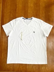 NWT U.S. Polo Assn. Men’s Solid V-Neck Short Sleeve Cotton T-Shirt in White, XXL