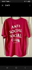 Anti Social Social Club x Hello Kitty Pink T-Shirt Mens Size S Hot Pink