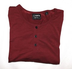 X Cuts Curve Hem PYCA PRO Men’s Long Sleeve Henley Shirt Size 2XL