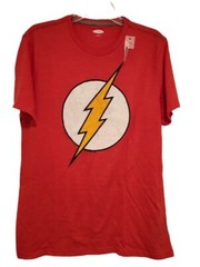 New The Flash Distressed Logo Mens Medium DC Comics Superhero Red Heather Tee
