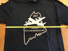 NEW NAVAL AIR STATION BRUNSWICK, MAINE T-SHIRT NAVY BLUE SIZE LARGE NASB ME 207