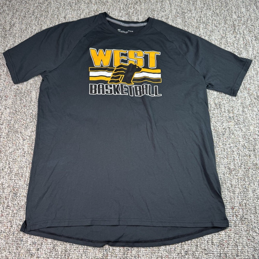 Under Armour UA Shirt Mens Large Loose Fit Tee Billings West Basketball Black