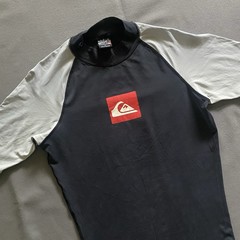 Vintage 2000s Quicksilver Surf Shirt Mens Medium Black Gray Surfing Beach Swim