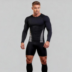 2 Packs Athletic Long Sleeve Compression Shirts Dry Fit Sports Gym Shirts Blue