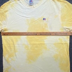 Russell Athletic T Shirt XL Mens Yellow Tie Dye Acid Wash Embroidered Logo